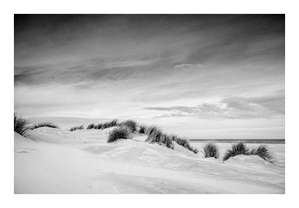 black and white fine art seascape photography, axel ellerhorst, sand dunes, juist, germany, 2022